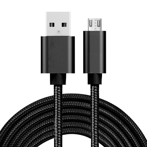 

3A Woven Style Metal Head Micro USB to USB Data / Charger Cable, Cable Length: 3m(Black)