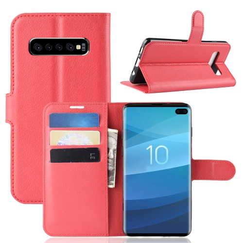 

Litchi Texture Horizontal Flip Leather Case for Galaxy S10 , with Wallet & Holder & Card Slots(Red)