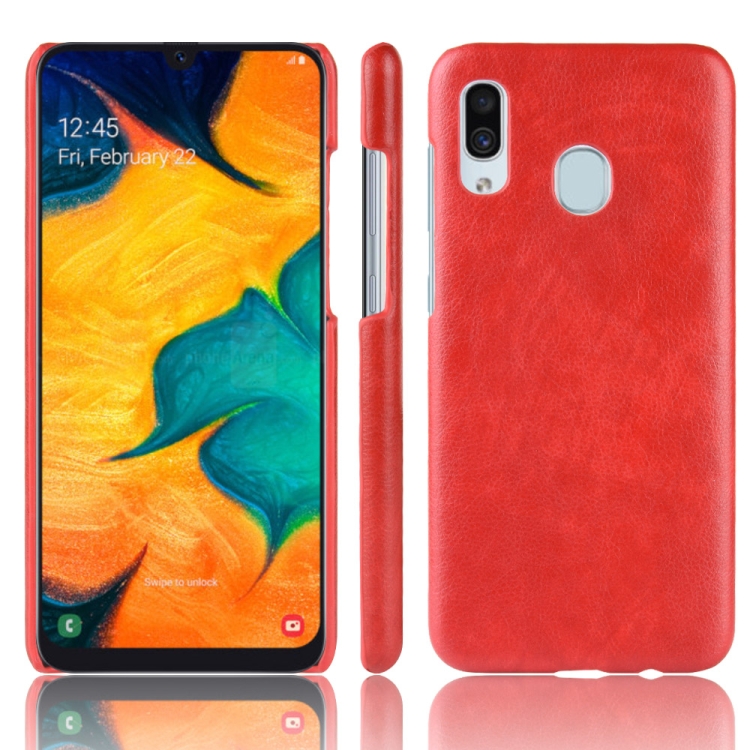 

Shockproof Litchi Texture PC + PU Case for Galaxy A20e (Red)