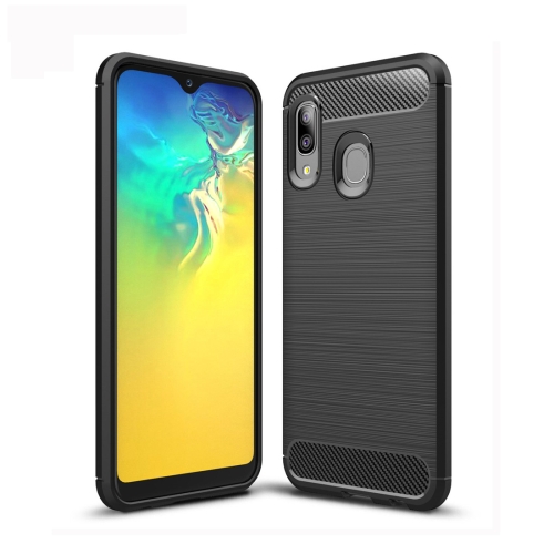 Brushed Texture Carbon Fiber TPU Case for Galaxy A20e (Black) durable car remote for smart keys cover black for shell with 2 buttons for prius toy43 b