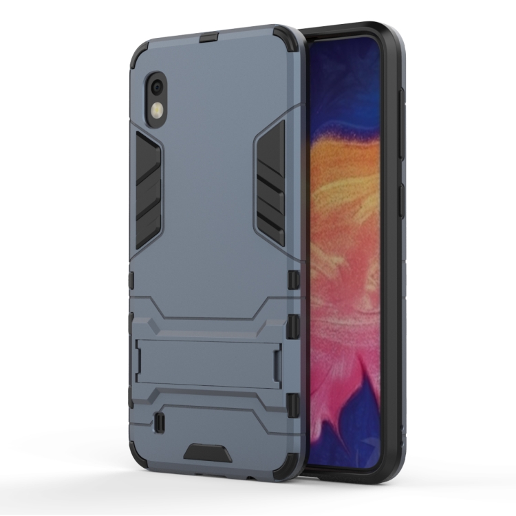 

Shockproof PC + TPU Case for Galaxy A10, with Holder (Navy Blue)