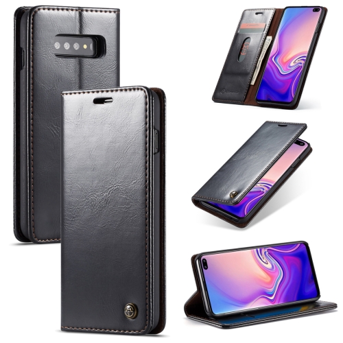 

CaseMe-003 PU + PC Business Style Crazy Horse Texture Horizontal Flip Leather Case for Galaxy S10, with Holder & Card Slots & Wallet (Black)