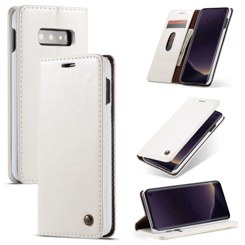 

CaseMe-003 PU + PC Business Style Crazy Horse Texture Horizontal Flip Leather Case for Galaxy S10e, with Holder & Card Slots & Wallet(White)
