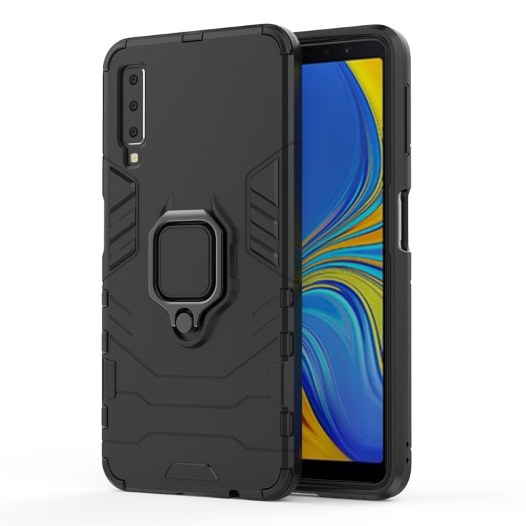 

PC + TPU Shockproof Protective Case for Galaxy A70, with Magnetic Ring Holder (Black)