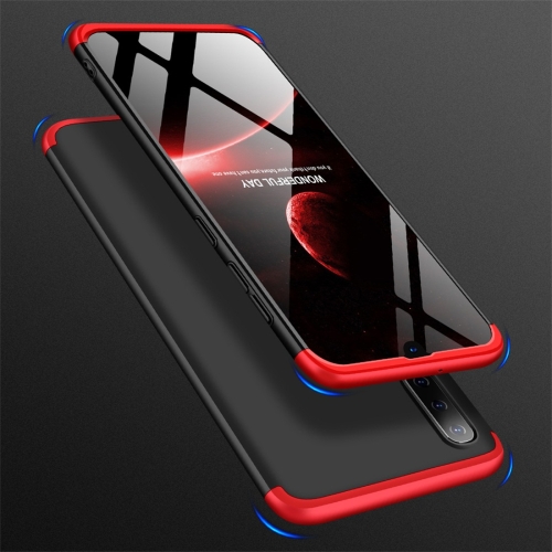 

GKK Three Stage Splicing Full Coverage PC Case for Galaxy A50 (Black Red)