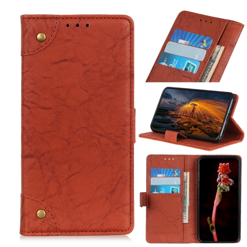

Copper Buckle Retro Crazy Horse Texture Horizontal Flip Leather Case for Galaxy A50, with Holder & Card Slots & Wallet (Brown)