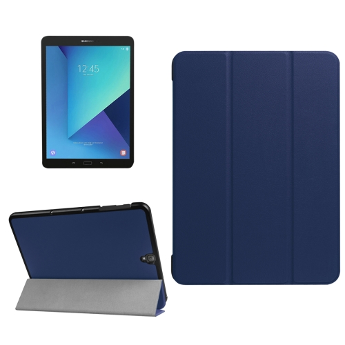 

For Galaxy Tab S3 9.7 inch T820 / T825 Custer Texture Horizontal Flip Leather Case with 3-folding Holder(Dark Blue)