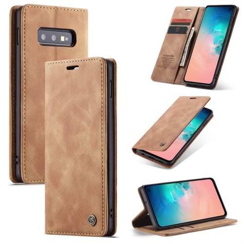 

CaseMe-013 Multifunctional Retro Frosted Horizontal Flip Leather Case for Galaxy S10 E, with Card Slot & Holder & Wallet (Brown)