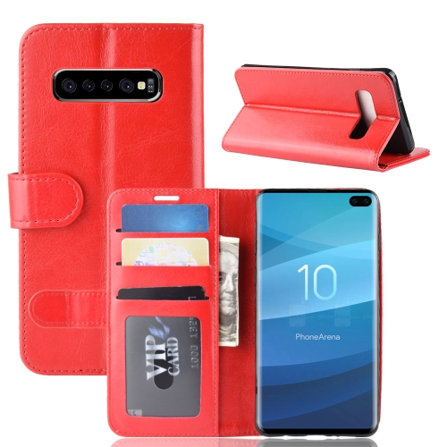 

R64 Texture Single Fold Horizontal Flip Leather Case for Galaxy S10+, with Holder & Card Slots & Wallet (Red)