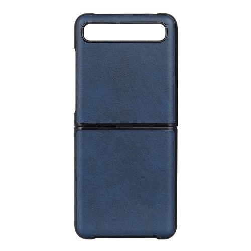 

For Galaxy Z Flip Two-color Cow Leather Texture Folding Protective Case(Blue)