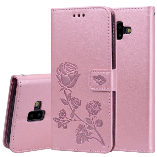 

Rose Embossed Horizontal Flip PU Leather Case for Samsung Galaxy J6 Plus, with Holder & Card Slots & Wallet (Rose Gold)