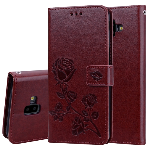 

Rose Embossed Horizontal Flip PU Leather Case for Samsung Galaxy J6 Plus, with Holder & Card Slots & Wallet (Brown)