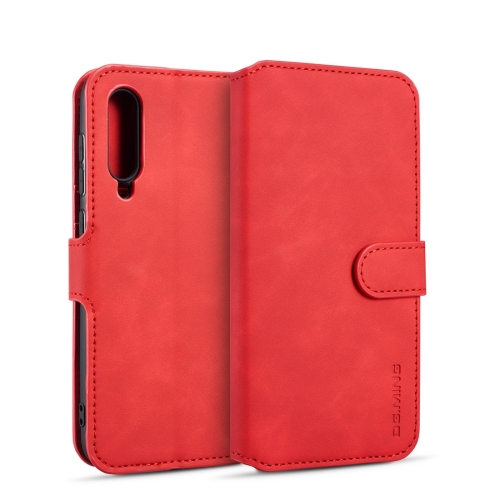 

DG.MING Retro Oil Side Horizontal Flip Case for Galaxy A70, with Holder & Card Slots & Wallet (Red)