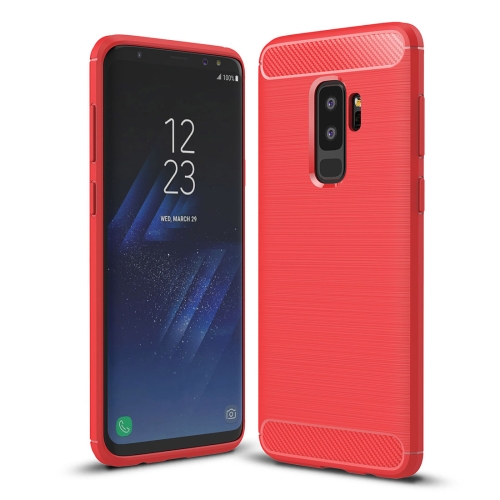 

For Galaxy S9+ Brushed Carbon Fiber Texture Soft TPU Anti-skip Protective Cover Back Case(Red)