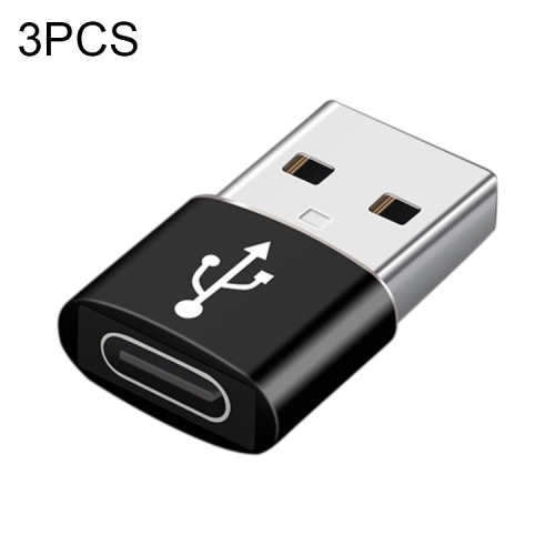 

3 PCS USB-C / Type-C Female to USB 3.0 Male Aluminum Alloy Adapter, Support Charging & Transmission Data(Black)