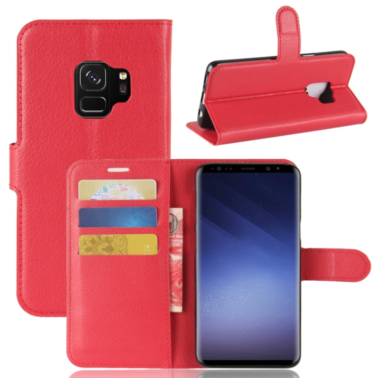 

For Galaxy S9 Litchi Texture Horizontal Flip Leather Case with Holder & Wallet & Card Slots(Red)