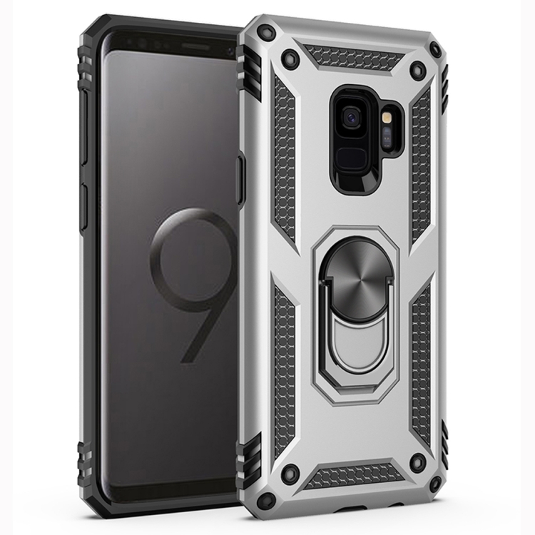 

Armor Shockproof TPU + PC Protective Case for Galaxy S9, with 360 Degree Rotation Holder (Silver)