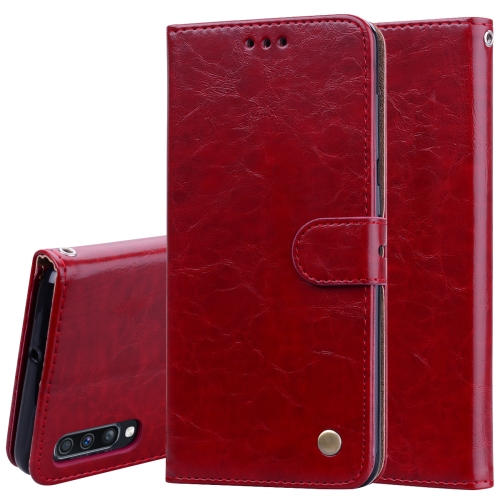 

Business Style Oil Wax Texture Horizontal Flip Leather Case for Galaxy A70, with Holder & Card Slots & Wallet (Red)