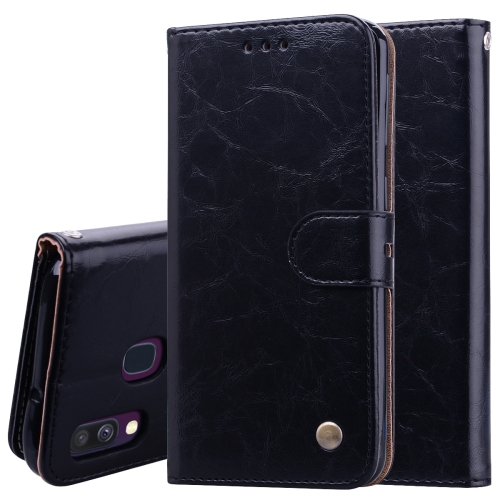 

Business Style Oil Wax Texture Horizontal Flip Leather Case for Galaxy A40, with Holder & Card Slots & Wallet(Black)