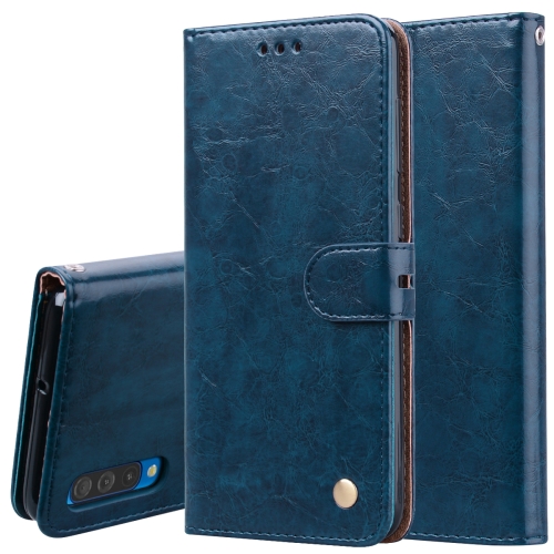 

Business Style Oil Wax Texture Horizontal Flip Leather Case for Galaxy A50, with Holder & Card Slots & Wallet (Blue)