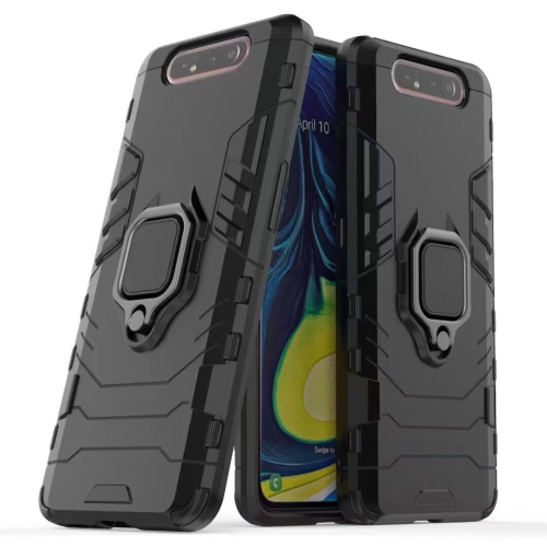 

PC + TPU Shockproof Protective Case for Galaxy A80 / A90, with Magnetic Ring Holder(Black)