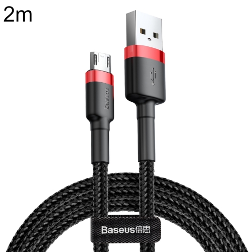 

Baseus 2m 1.5A USB to Micro USB Cafule Double-sided Insertion Braided Cord Data Sync Charge Cable (Red Black)