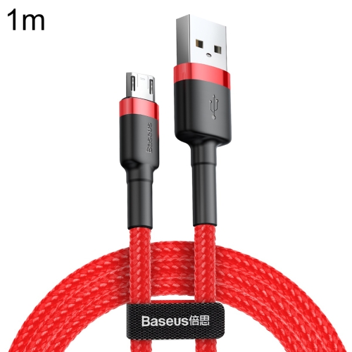 

Baseus 1m 2.4A USB to Micro USB Cafule Double-sided Insertion Braided Cord Data Sync Charging Cable(Red)