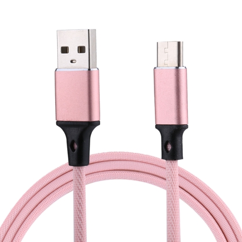 1m USB-C cable premium cable de carga cable de datos de nailon para Samsung huawei-Rosa