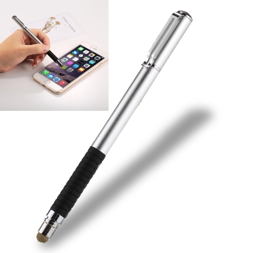 

Universal 2 in 1 Multifunction Round Thin Tip Capacitive Touch Screen Stylus Pen, For iPhone, iPad, Samsung, and Other Capacitive Touch Screen Smartphones or Tablet PC(Silver)