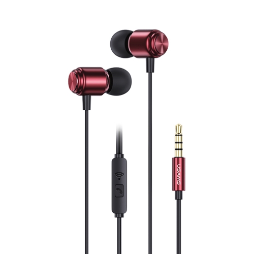 

USAMS US-SJ548 EP-44 3.5mm Aluminum Alloy In-ear Wired Earphone with Central Control, Length: 1.2m (Red)