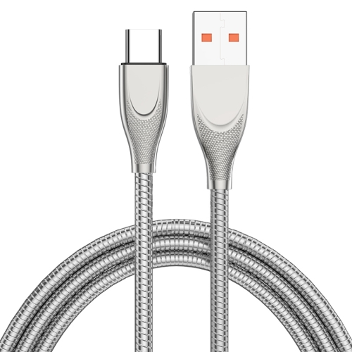 

ADC-009 USB to USB-C / Type-C Zinc Alloy Hose Fast Charging Data Cable, Cable Length: 1m (Silver)