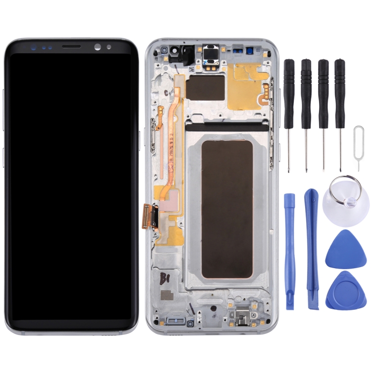 

Original LCD Screen + Original Touch Panel with Frame for Galaxy S8+ / G955 / G955F / G955FD / G955U / G955A / G955P / G955T / G955V / G955R4 / G955W / G9550(Silver)