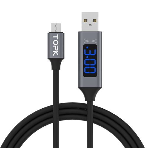 

TOPK 3A USB to Micro USB Smart Digital Display Fast Charging Data Cable, Cable Length: 1m