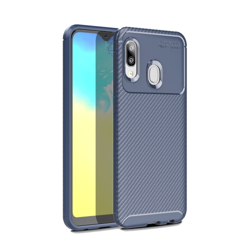 

Carbon Fiber Texture Shockproof TPU Case for Galaxy A20e (Blue)