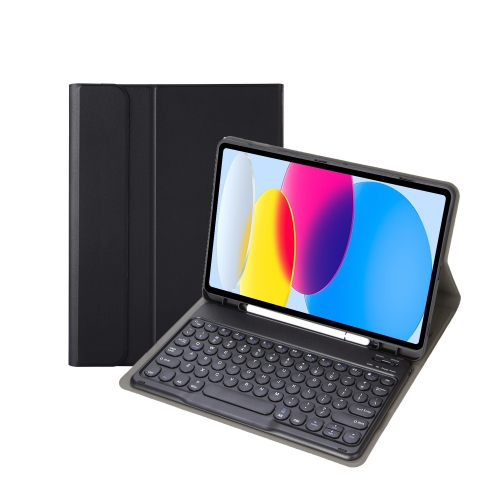 

For iPad 10th Gen 10.9 2022 YA10B Lambskin Texture Bluetooth Keyboard Leather Tablet Case with Pen Slot(Black)