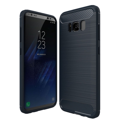 

For Galaxy S8 + / G9550 Brushed Carbon Fiber Texture Shockproof TPU Protective Cover Case(Dark Blue)