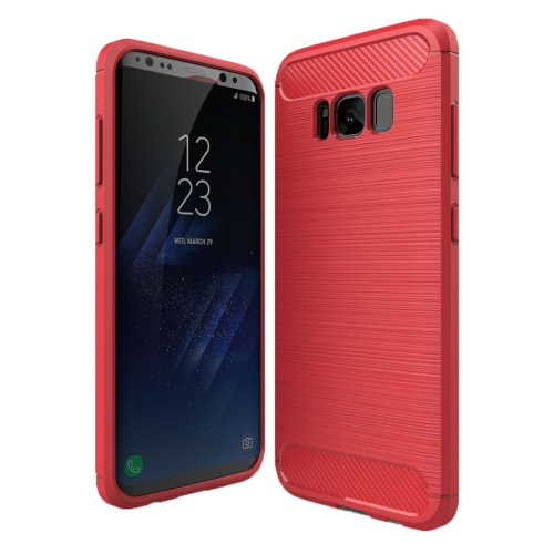 

For Galaxy S8 + / G9550 Brushed Carbon Fiber Texture Shockproof TPU Protective Cover Case(Red)