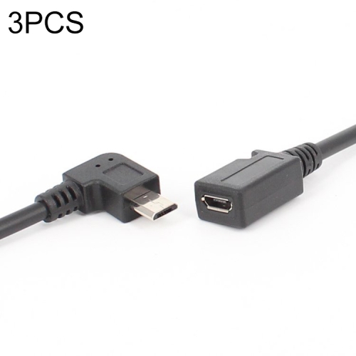 

3 PCS LY-U3X097 Micro USB 5 Pin Right Elbow Male to USB-C / Type-C Female Charging Data Cable, Cable Length: 27cm