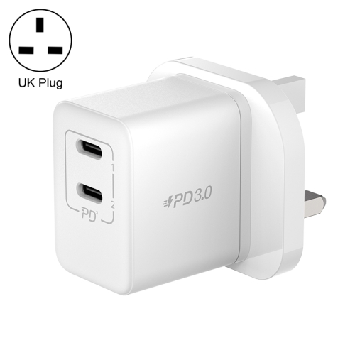 

MOMAX UM32CN 35W Dual USB-C/Type-C Port Gallium Nitride PD Fast Charger, Specification: UK Plug(White)