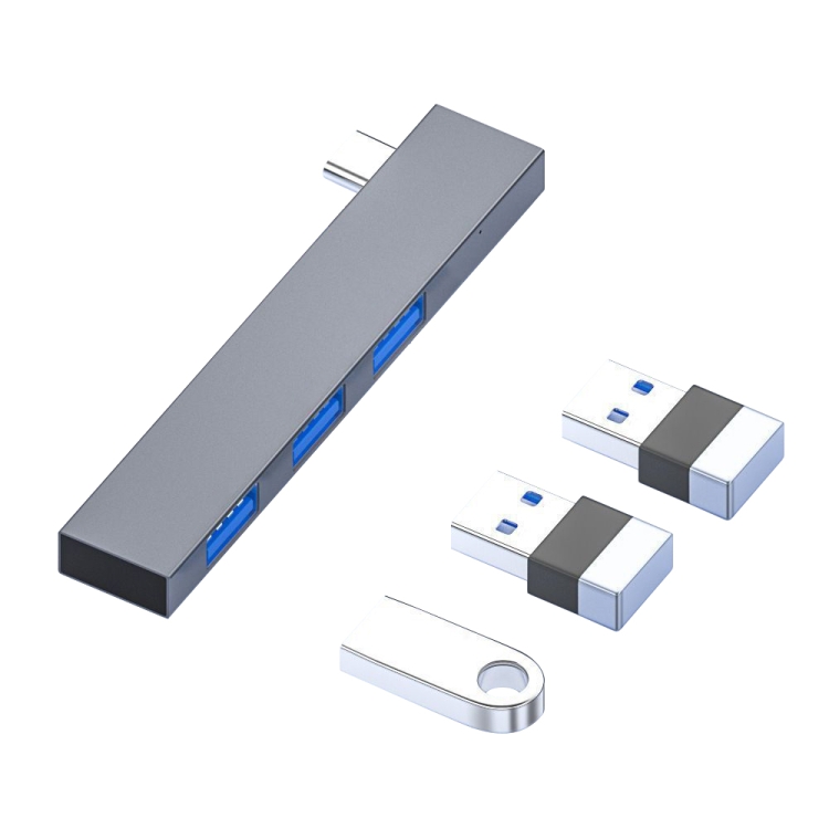 

839 USB-C/Type-C Male to Dual USB 2.0+USB 3.0 Female Adapter(Silver)