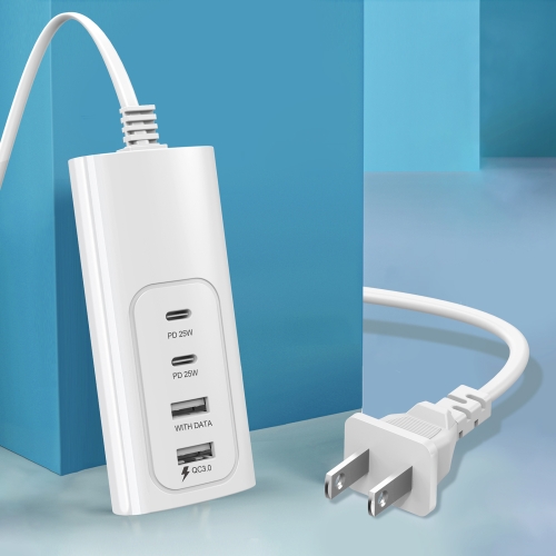 

PD 20W Dual USB-C / Type-C + Dual USB 4-Ports Fast Charging Power Socket, US Plug