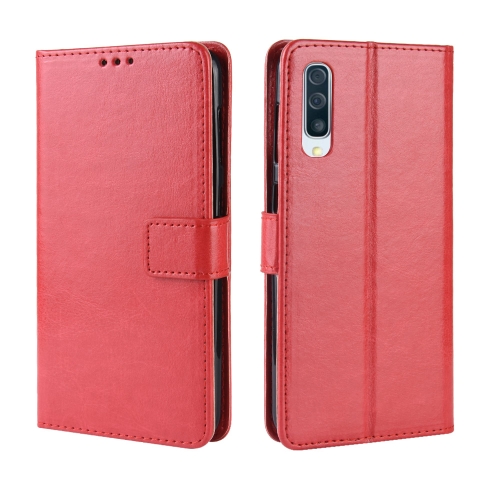 

Retro Crazy Horse Texture Horizontal Flip Leather Case for Galaxy A70, with Holder & Card Slots & Photo Frame (Red)