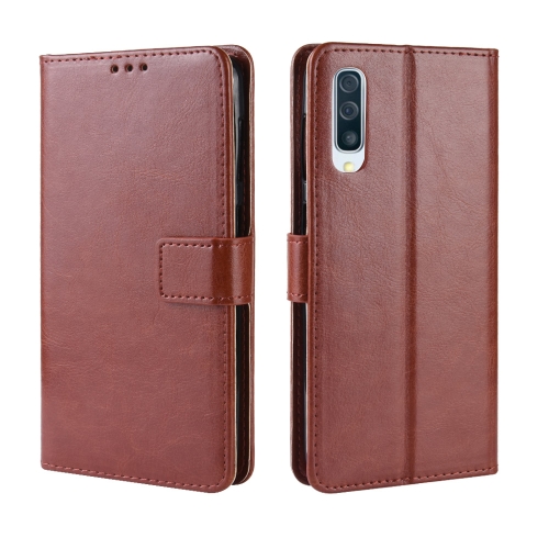 

Retro Crazy Horse Texture Horizontal Flip Leather Case for Galaxy A70, with Holder & Card Slots & Photo Frame (Brown)