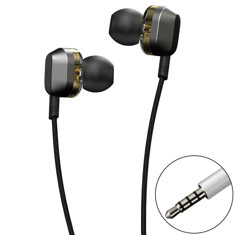 WK Y9 3.5mm InEar Double Moving Coil HIFI Stereo Wired Earphone (Black)