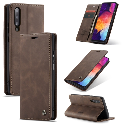 

CaseMe-013 Multifunctional Retro Frosted Horizontal Flip Leather Case for Galaxy A30S / A50S / A50, with Card Slot & Holder & Zipper Wallet & Photo Frame(Coffee)