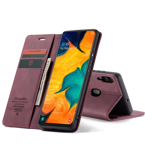 

CaseMe-013 Multifunctional Retro Frosted Horizontal Flip Leather Case for Galaxy A40, with Card Slot & Holder & Wallet(Wine Red)