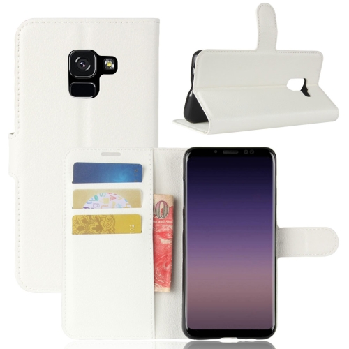 

For Galaxy A8 (2018) Litchi Texture Horizontal Flip Leather Case with Holder & Card Slots & Wallet(White)