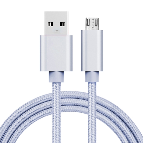 

1m 3A Woven Style Metal Head Micro USB to USB Data / Charger Cable, For Samsung / Huawei / Xiaomi / Meizu / LG / HTC and Other Smartphones(Silver)