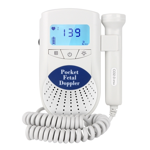 

FD-100 Digital Fetal Doppler Ultrasound Sound Baby Heartbeat Detector Monitor LED Digital Stethoscope, Chinese Version (Blue)