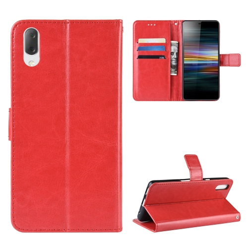 

Retro Crazy Horse Texture Horizontal Flip Leather Case for Sony Xperia L3, with Holder & Card Slots & Wallet & Lanyard (Red)